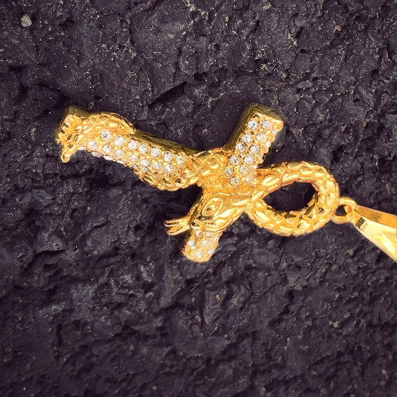 Cross Snake Diamond Pendant