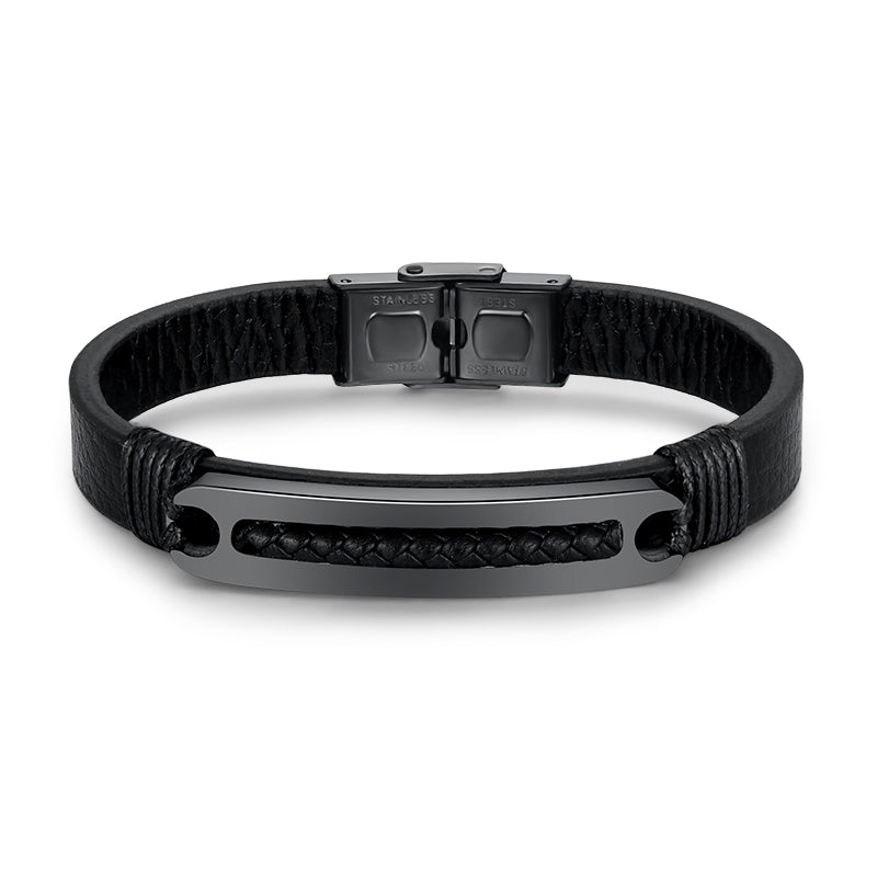 Metal Lock Leather Bracelet