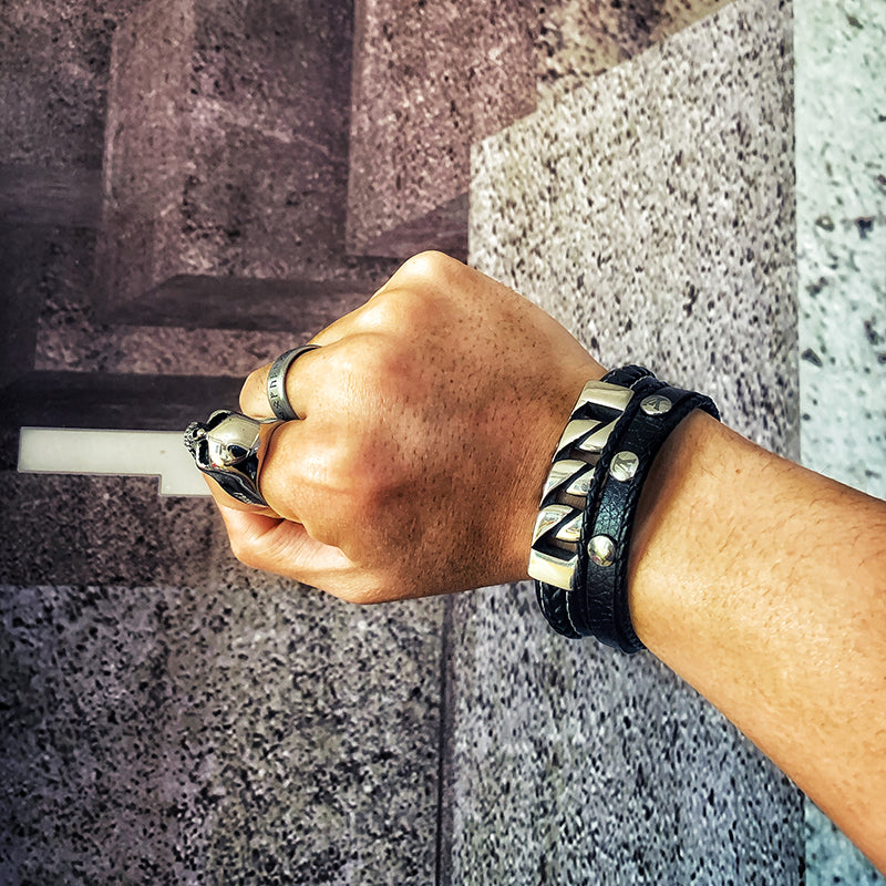 Heavy Metal Leather Bracelet