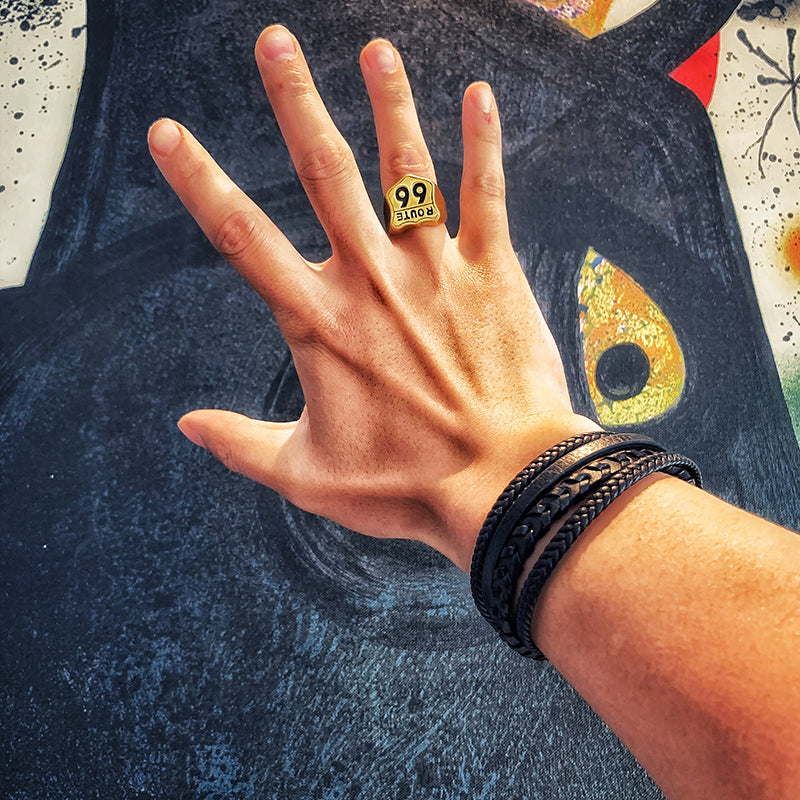 Casual Black Leather Bracelet