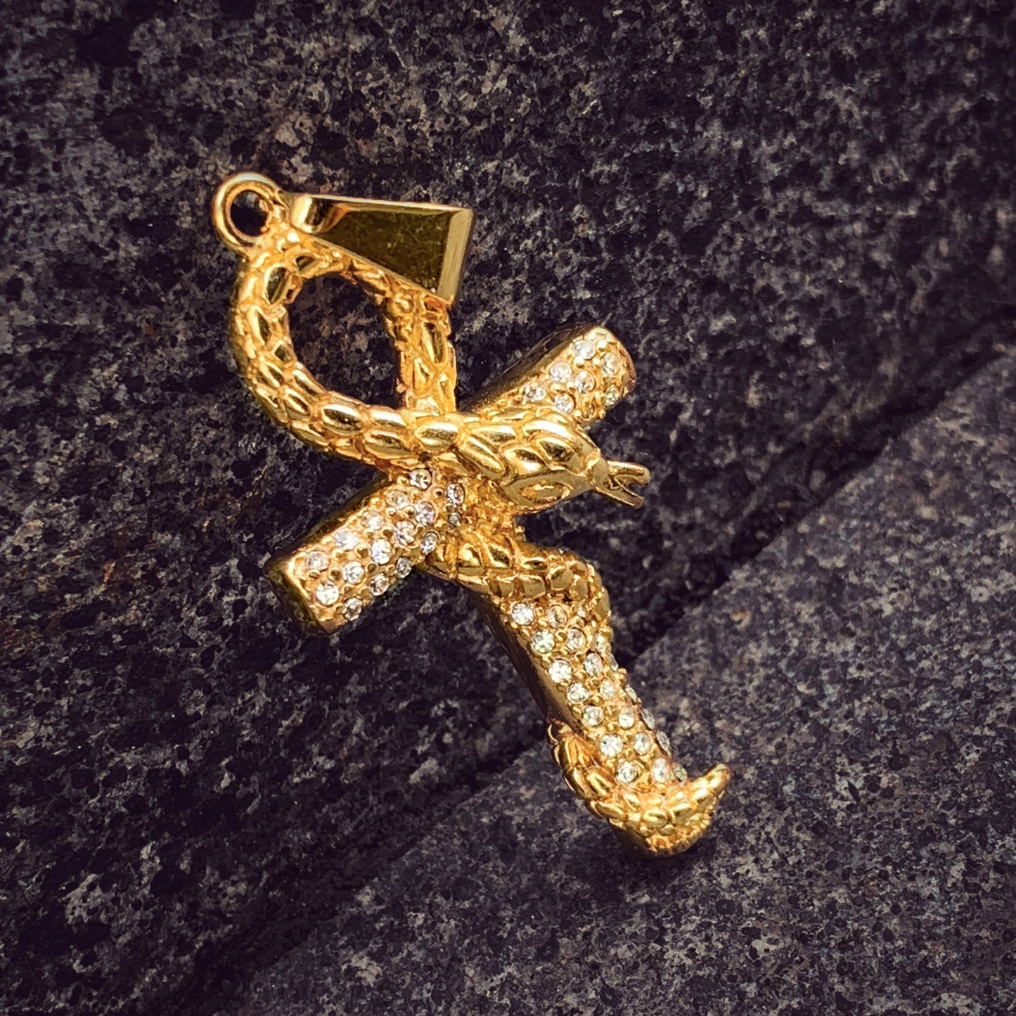 Cross Snake Diamond Pendant