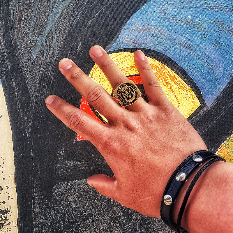 Freemasonry Symbol Golden Ring