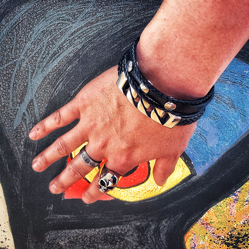 Heavy Metal Leather Bracelet