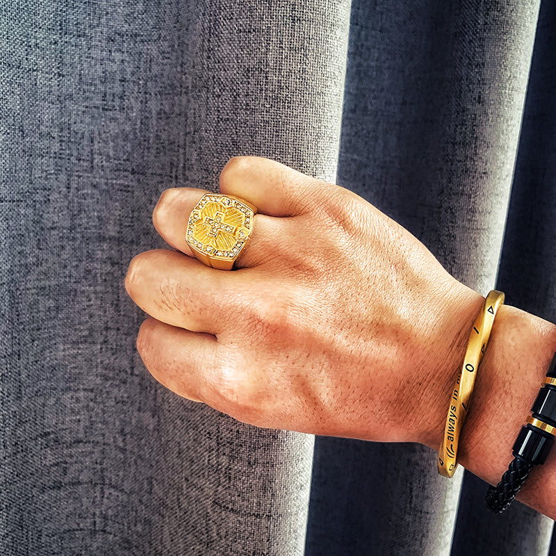 Cross Diamond Gold Ring