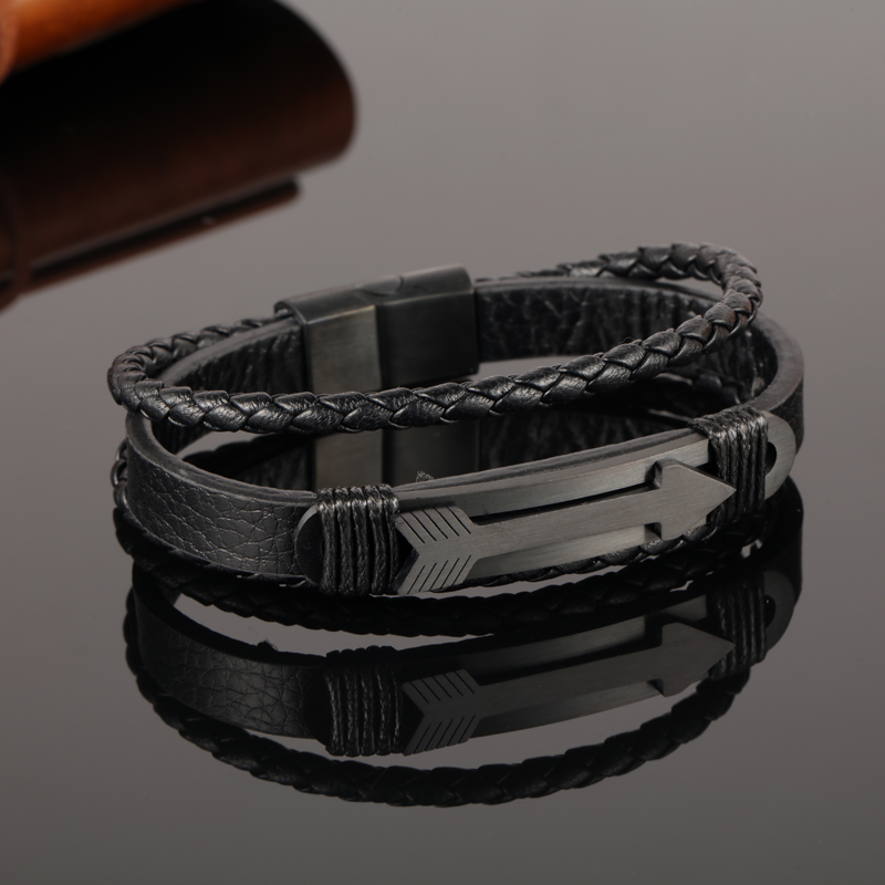 Metal Arrow Leather Bracelet