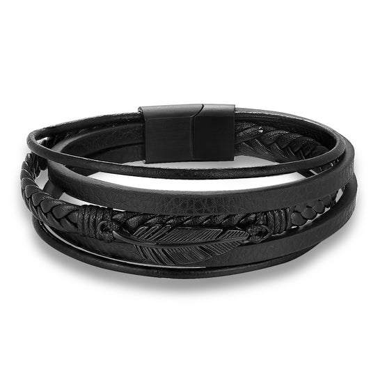 Feather Multi-strand Leather Bracelet