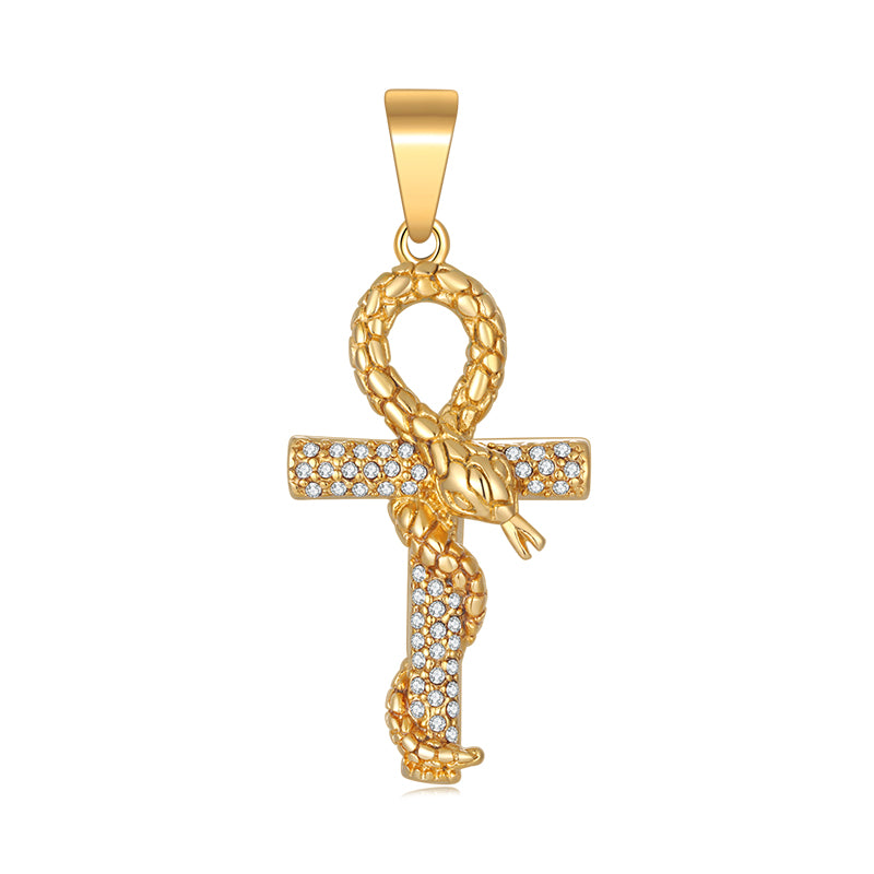 Cross Snake Diamond Pendant