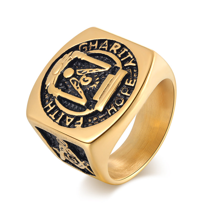 Freemasonry Symbol Golden Ring