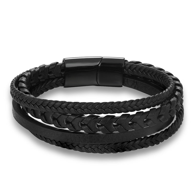 Casual Black Leather Bracelet