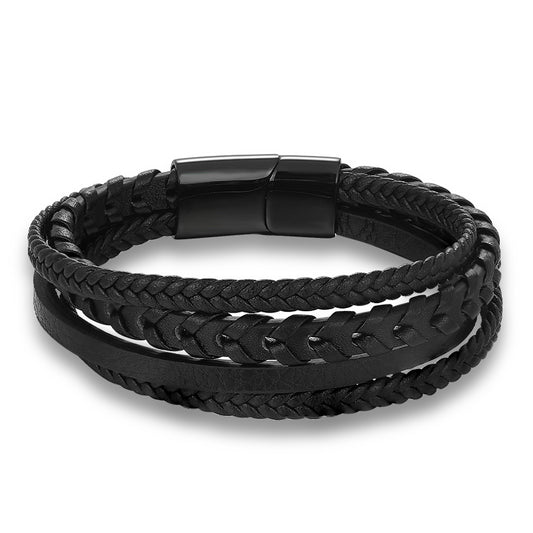 Casual Black Leather Bracelet