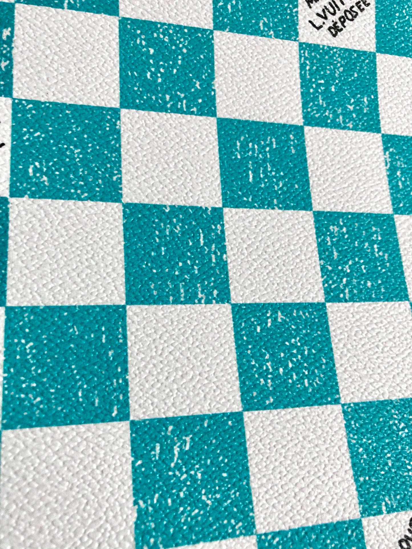 Aqua Green Check Mark Handwriting Loui Leather for Bag