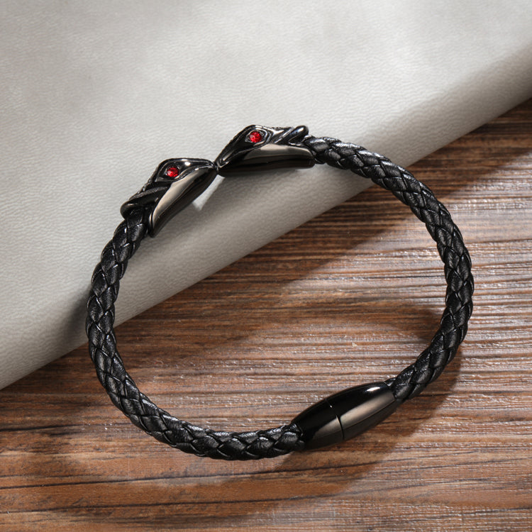 Snake Gold Leather Bracelet